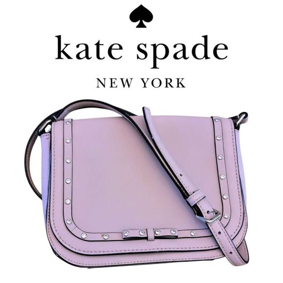 Kate Spade Lightest Blush Pink Rhinestone Bow Flap Crossbody Shoulder Bag - Picture 1 of 16